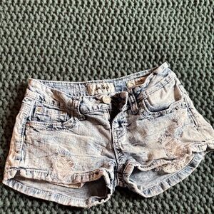 Daytrip Light Blue Distressed Jean Shorts